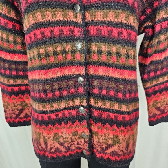 United Colors of Benetton Mohair Multicolor Striped V-neck Cardigan Sweater - Picture 3 of 8